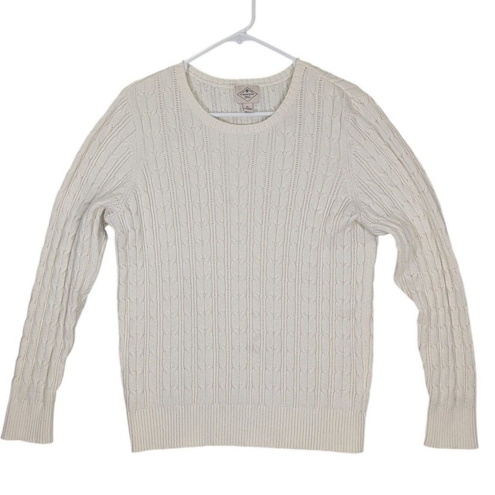 St. Johns Bay Women's Sweater Lot of 3 Cable Knit Metallic Ribbed Crew Neck XL